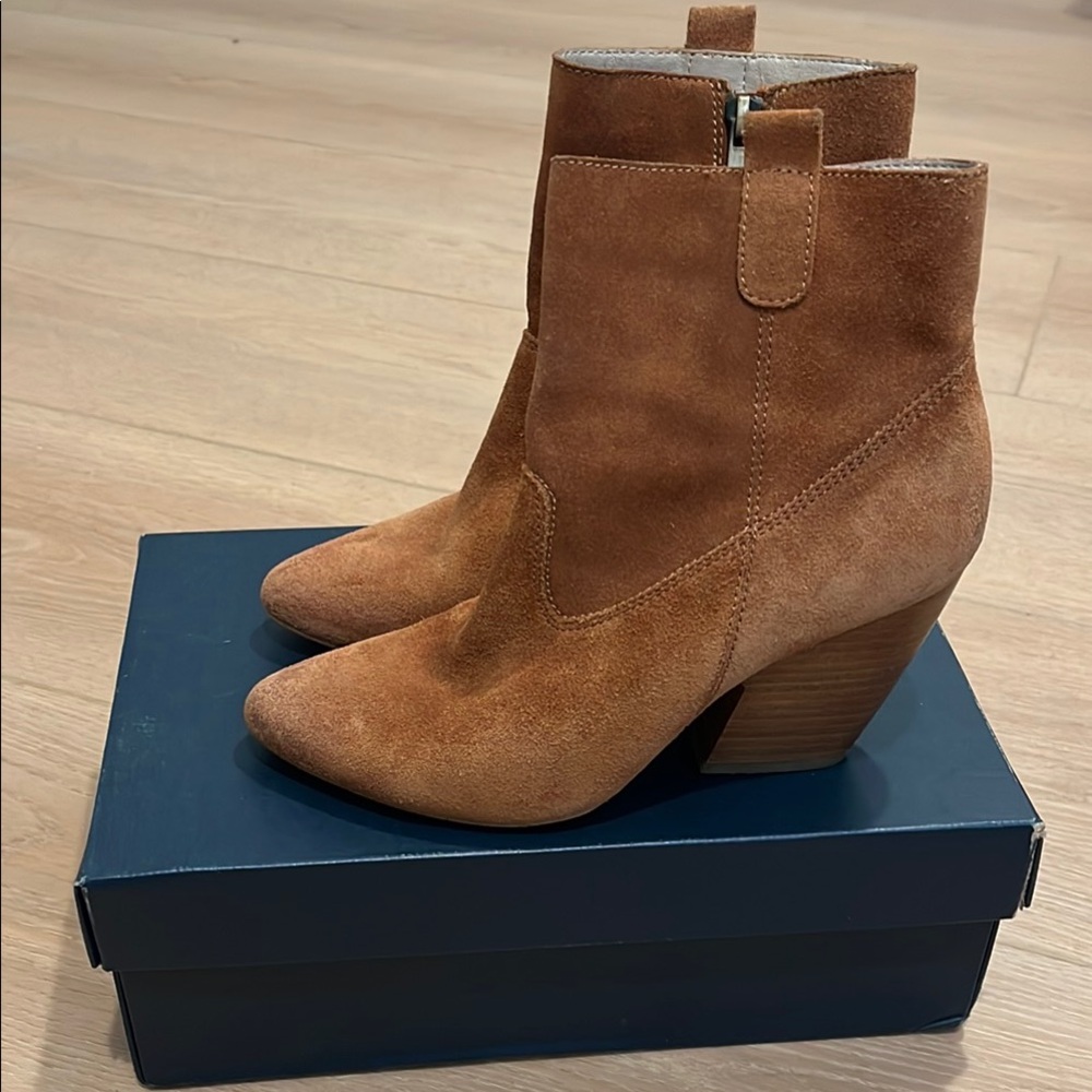 Pelle Moda Tan Suede Ankle Booties